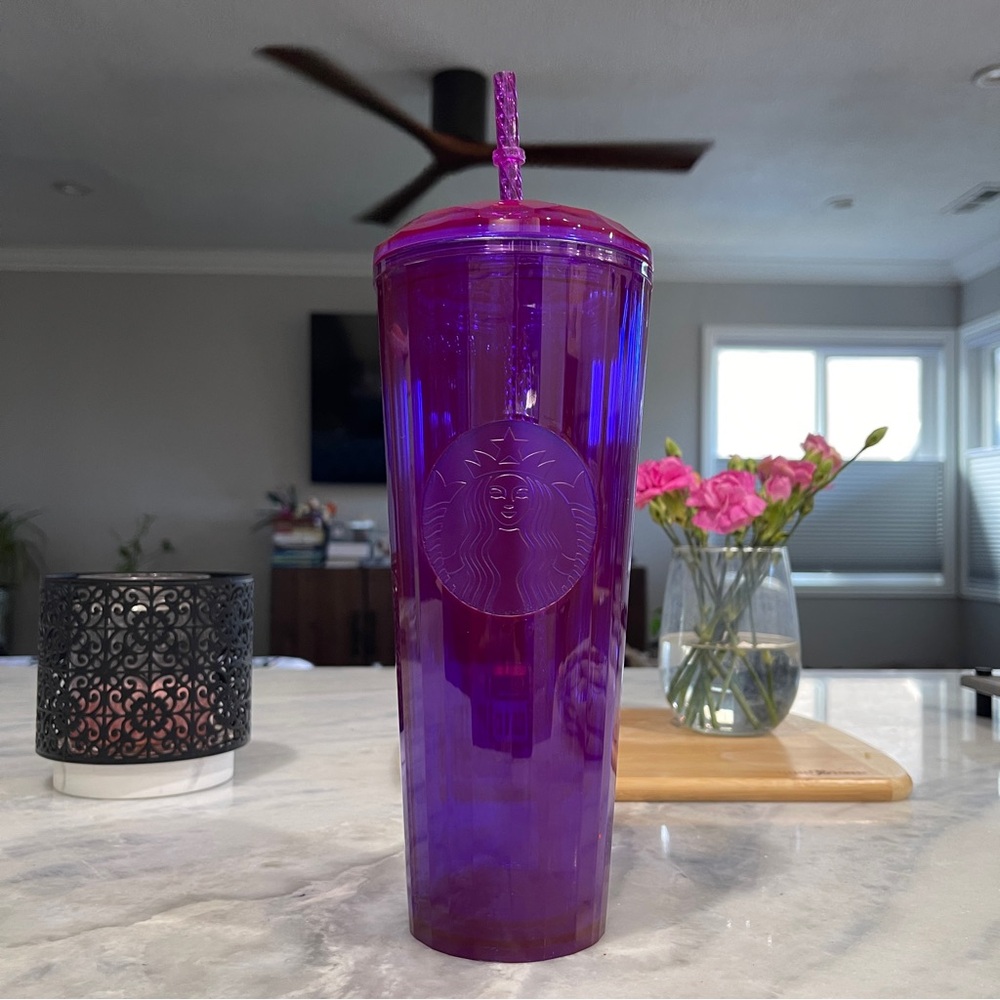 Starbucks NWT Radiant laser Purple Tumbler with Straw 24 oz - Picture 1 of 7